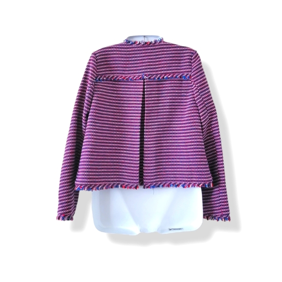 Pinko | NWOT Italian Multicolor Embellished Jeweled Fringe Tweed Jacket - Picture 2 of 15